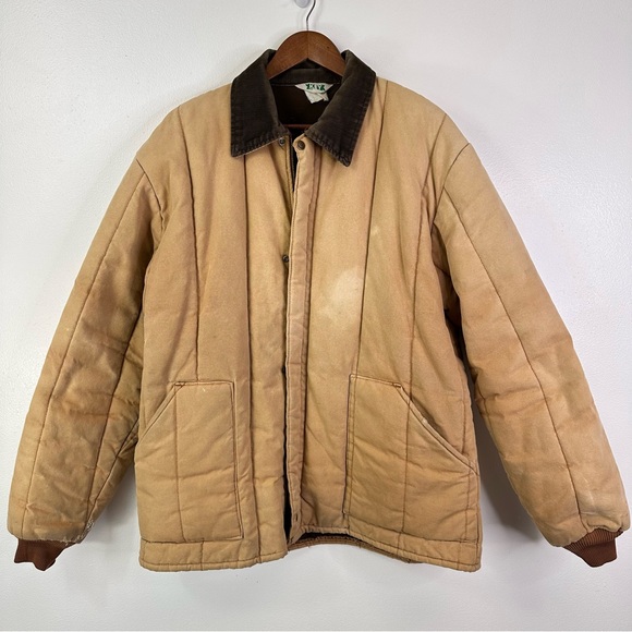 Vintage Key Quilted Canvas Zip Chore Coat Tan‎ Size L - Picture 1 of 15